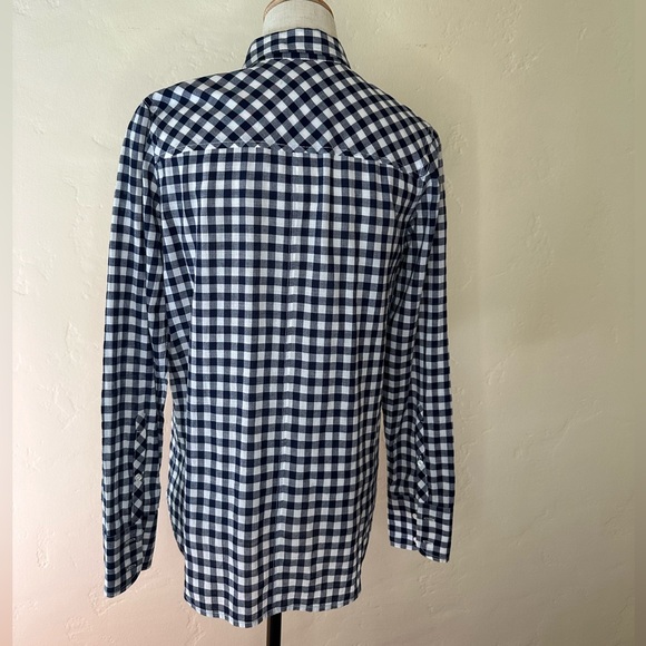 JCREW navy and white gingham checked button Front long sleeve blouse 100% cotton - Picture 4 of 4